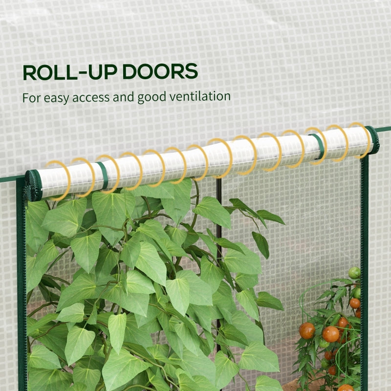 200 x 100cm Walk-In Greenhouse with Zipped Doors, White