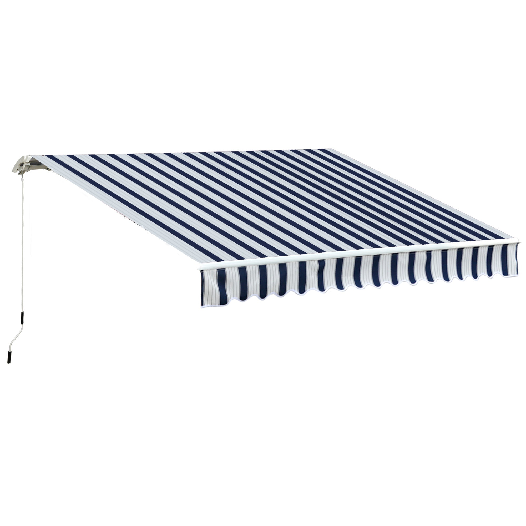 Manual Retractable Awning 3.5x2.5m Dark Blue/White Stripes
