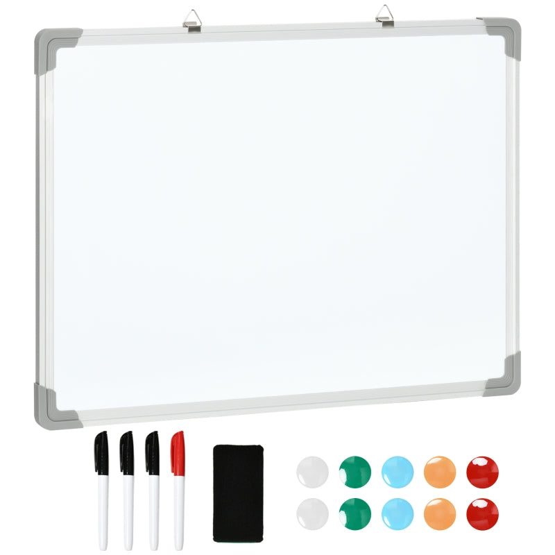 Magnetic whiteboard with 4 markers, 1 eraser, 10 magnets, easel and wall mounting