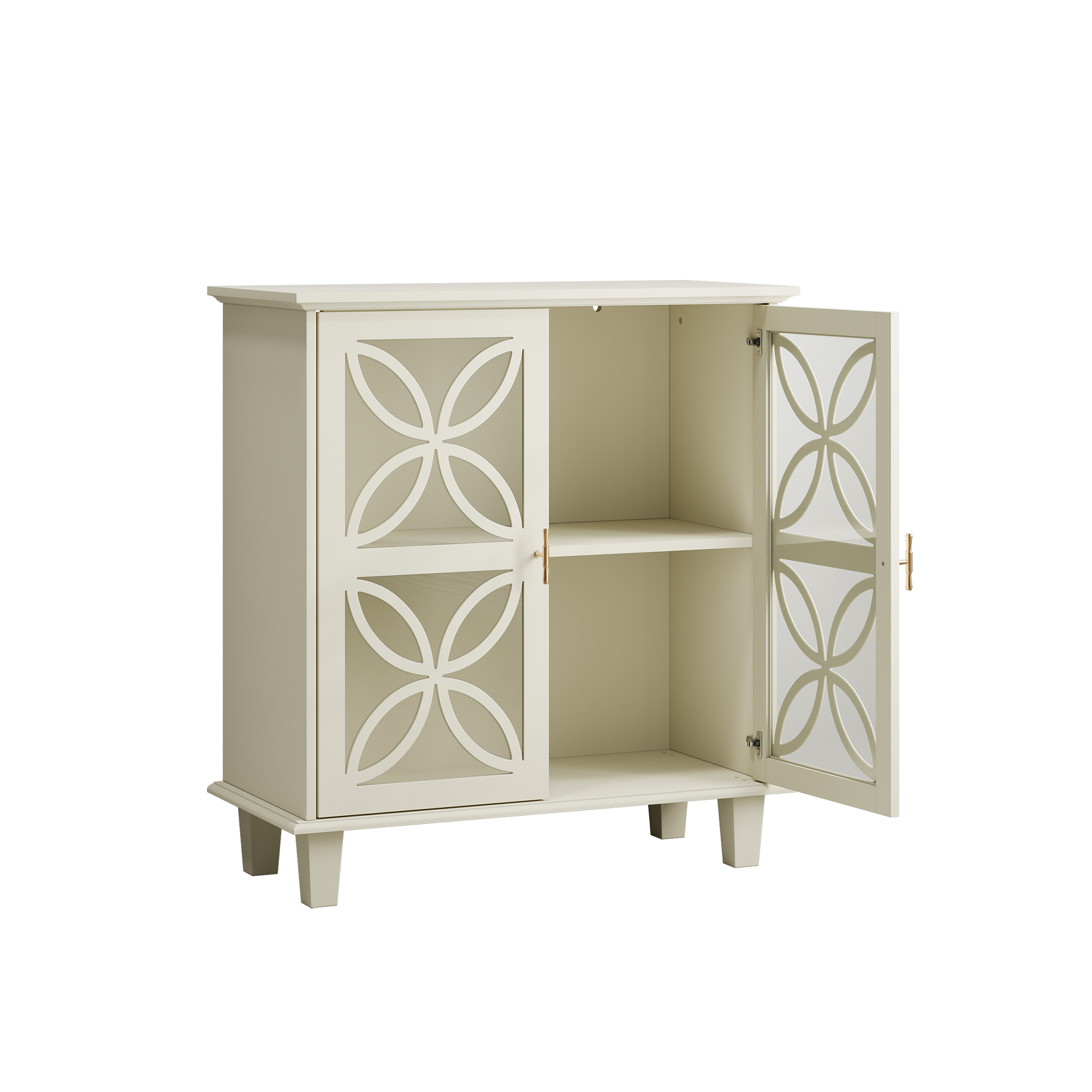Sideboard with adjustable shelves, two doors, cream