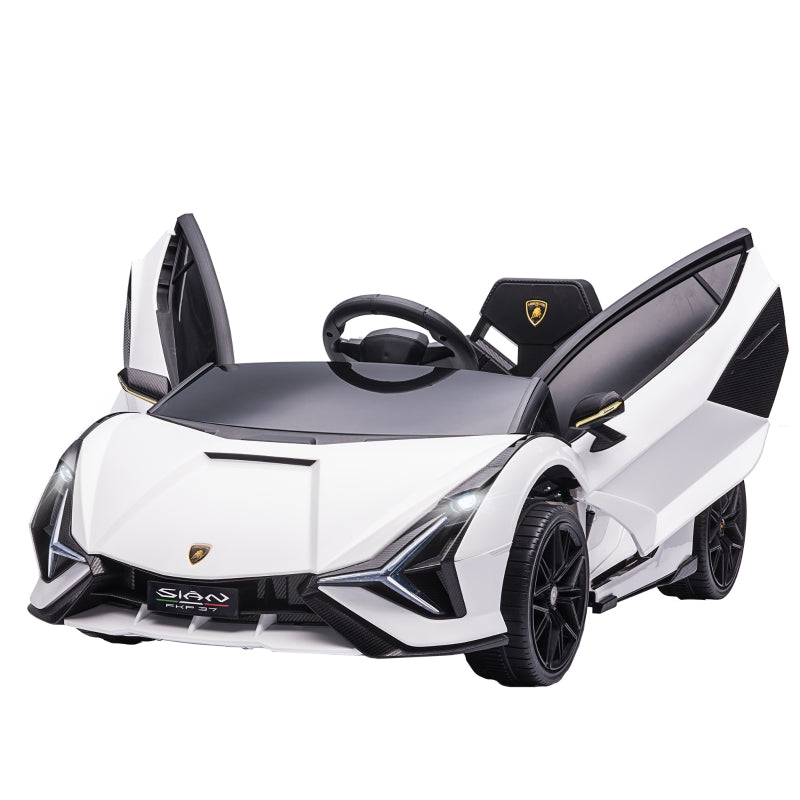 Lamborghini Sian Licensed 12V Electric Ride On Car with Remote Control, White