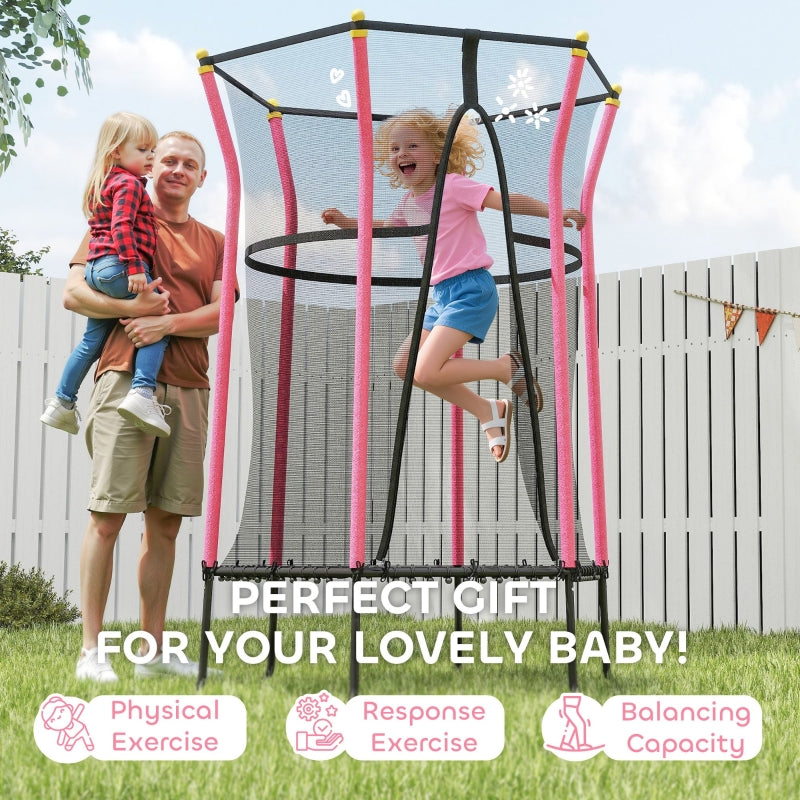 Kids Trampoline Mini Bouncer with Safety Net - Pink