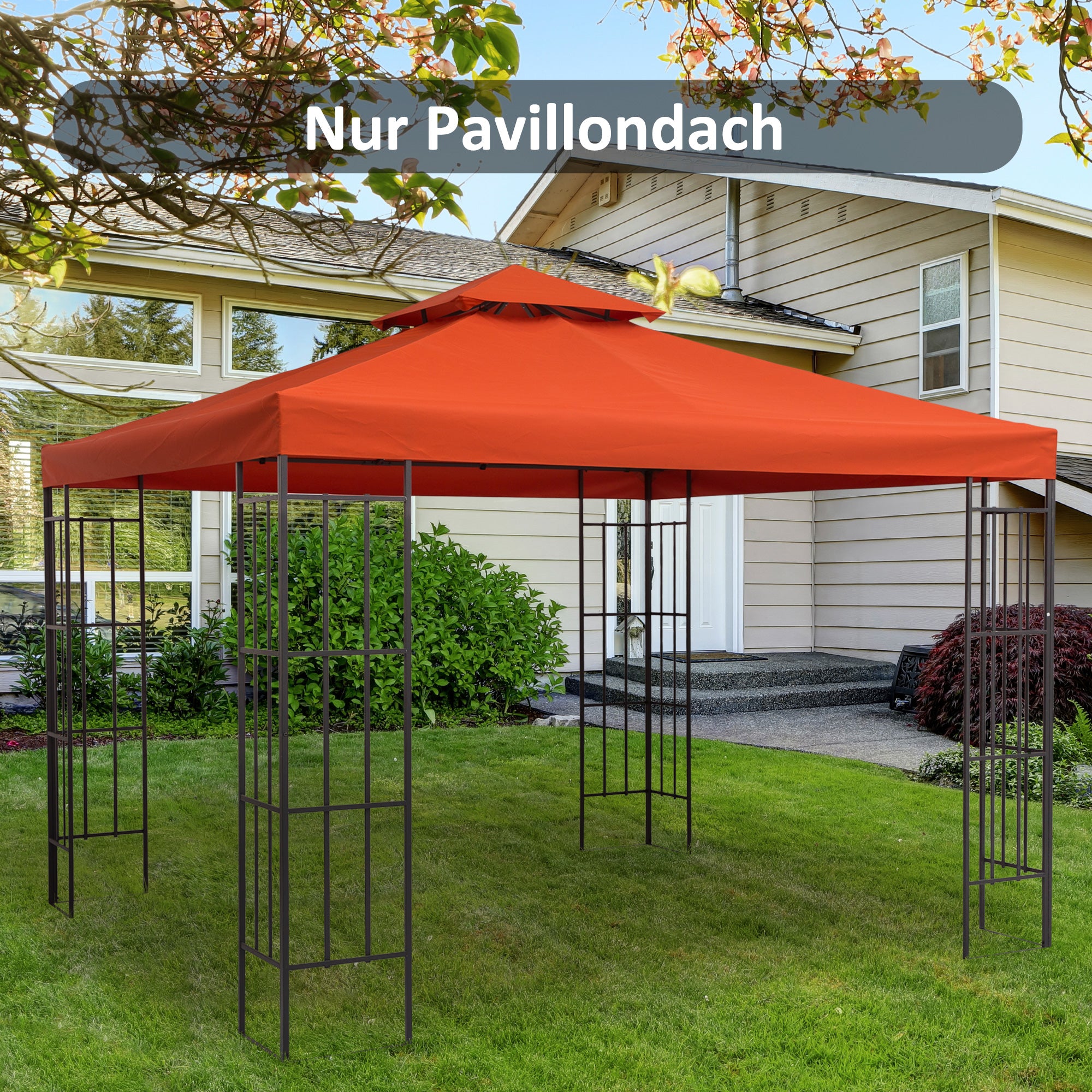 Replacement Roof for 3x3m Gazebo, Weatherproof & Durable, Rust Red Polyester