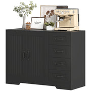 Sideboard Chest Modern Style 4 Drawers 1 Cabinet - Black