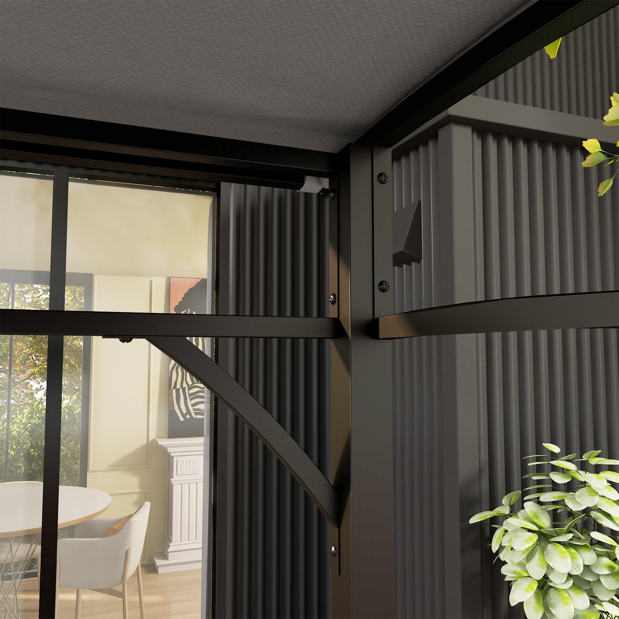 BBQ Grill Gazebo Tent 2.2 x 1.5m, Metal Frame Curved Canopy with 10 Hooks, Grey