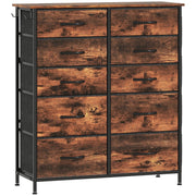 Chest of Drawers, Ten Fabric Storage Units, Rustic Brown