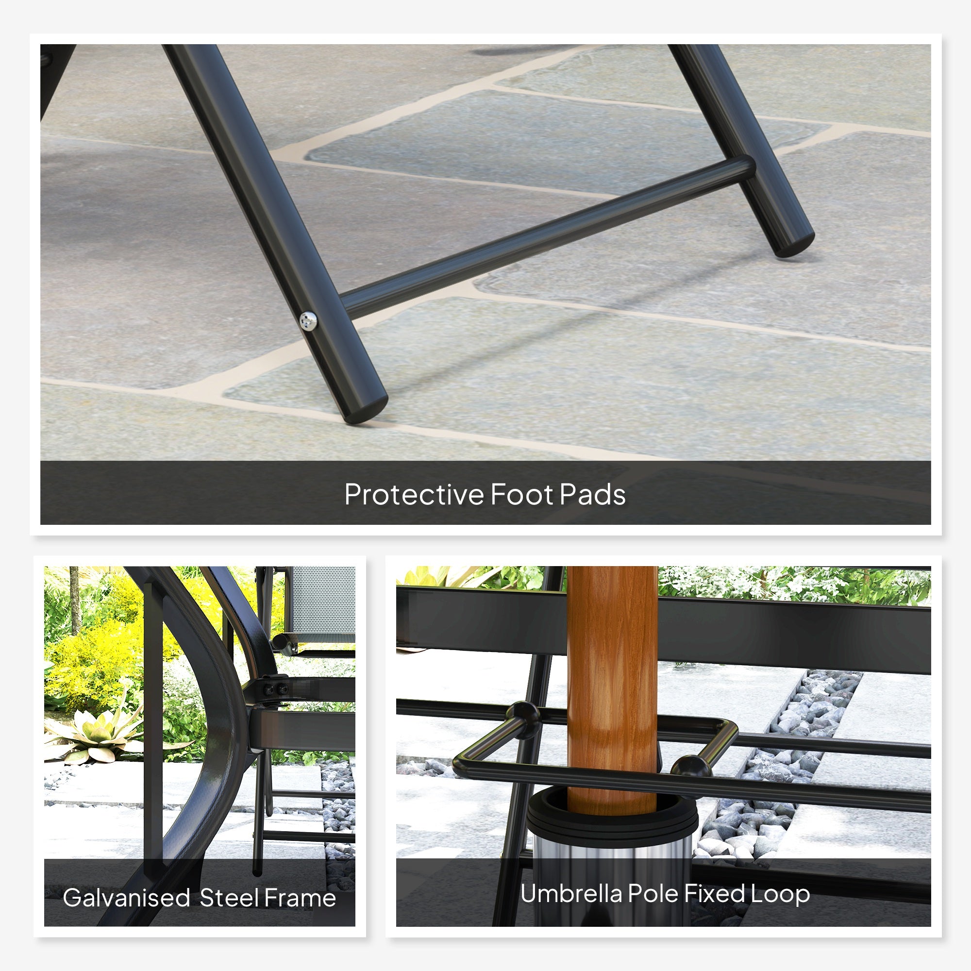 Five-Piece Patio Set Steel Frame Grey/Black