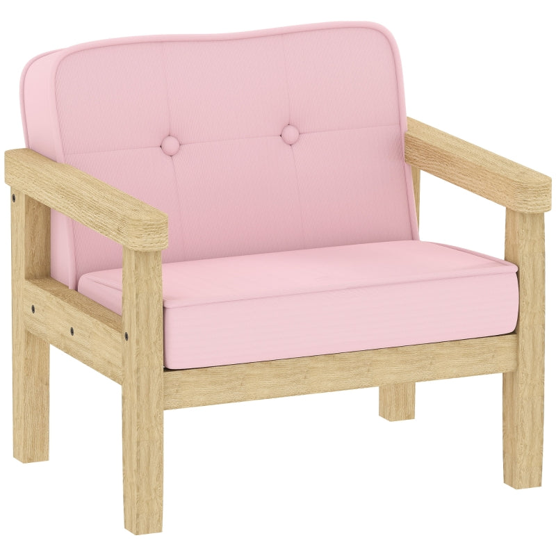 Children's Armchair Upholstered Chair Wooden Frame for 3-8 Years, Pink Corduroy