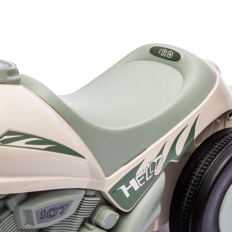 Ride-on Car with Motorcycle Design, Music and Bubbles, Cream White