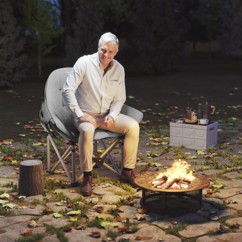 Folding Chair with Side Pocket and Carrying Bag, Padded, 120 kg Capacity, for Outdoor Camping Fishing Garden Beach