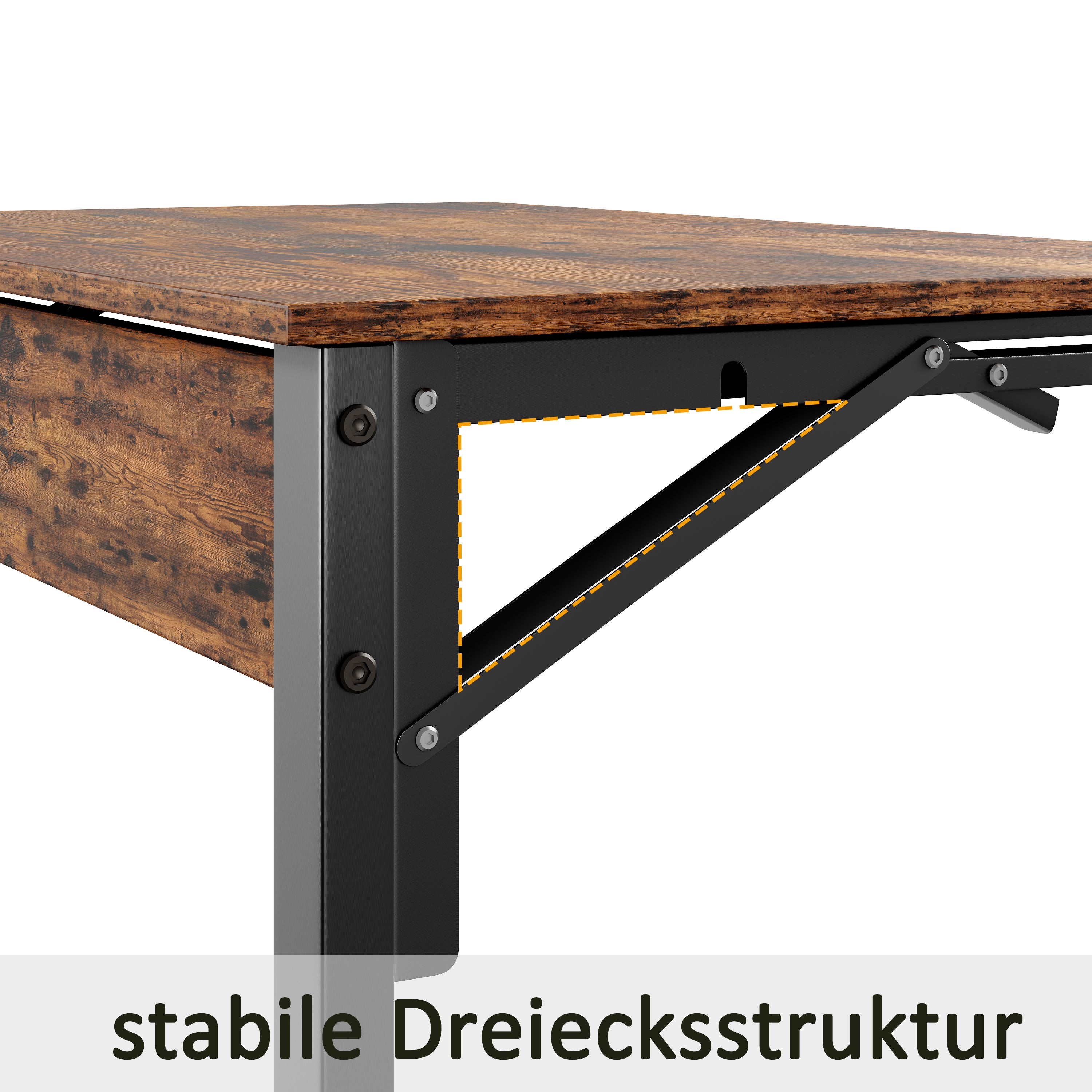 C-shaped Side Table Foldable Metal Frame Adjustable Feet TV Tray - Brown