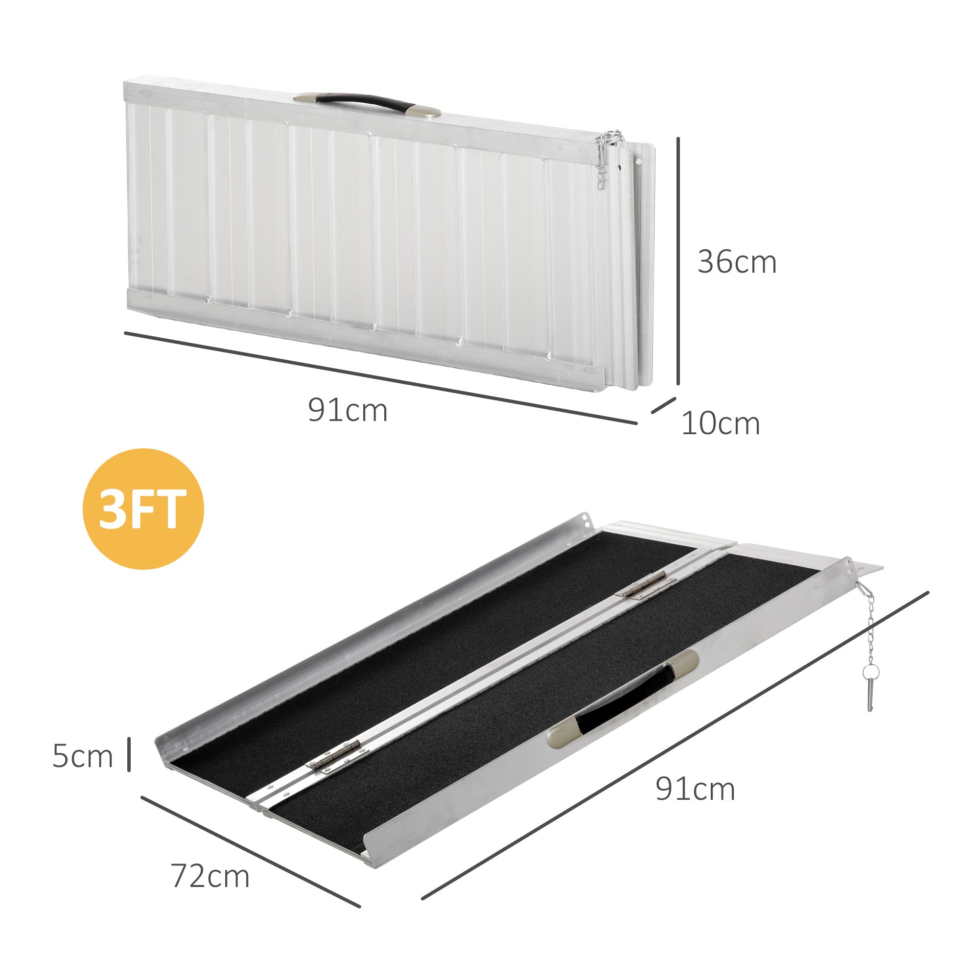 Wheelchair Ramp, Foldable 270 kg, Black