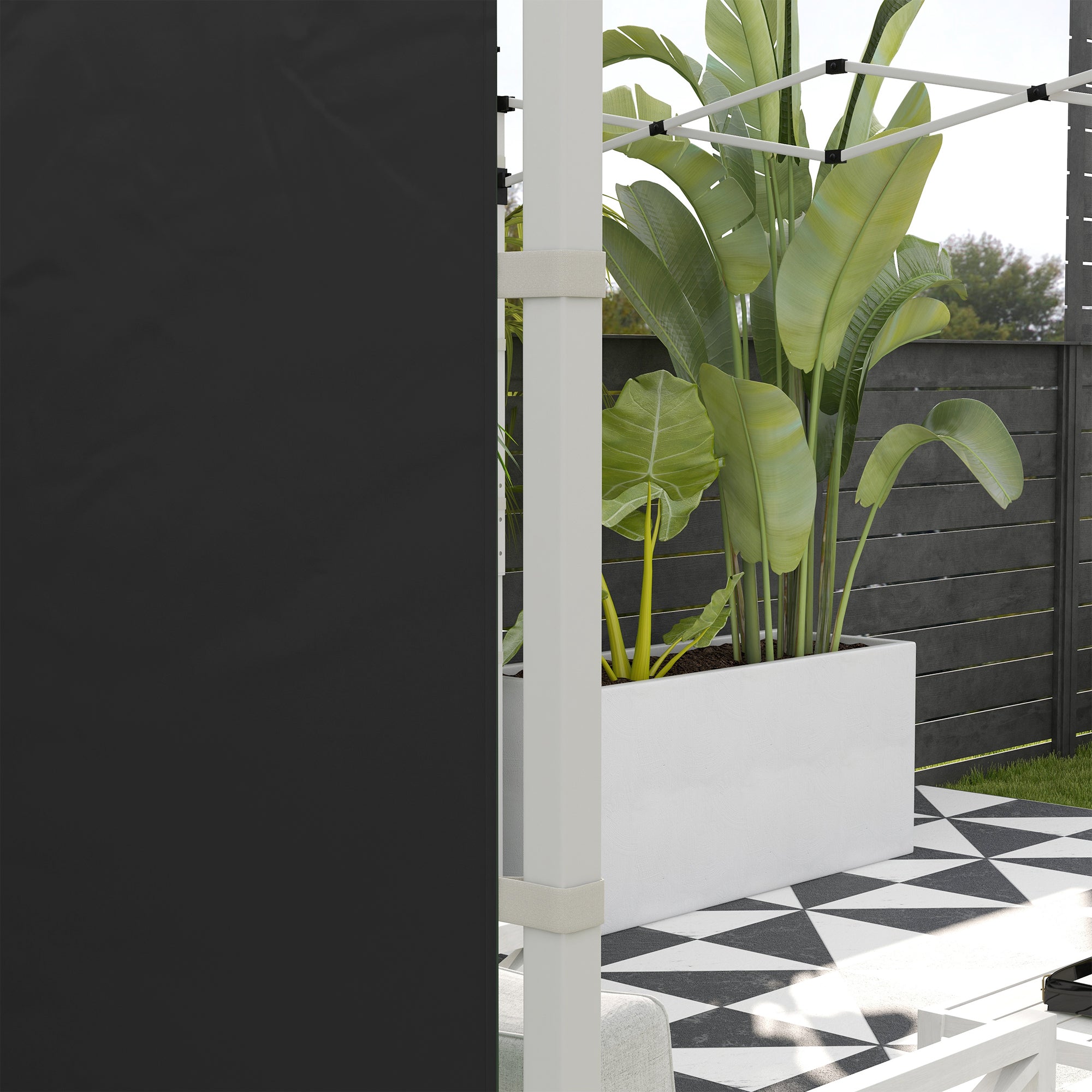 Gazebo Side Panels, 3x3/3x6 m, Window, Waterproof, Black Oxford Fabric