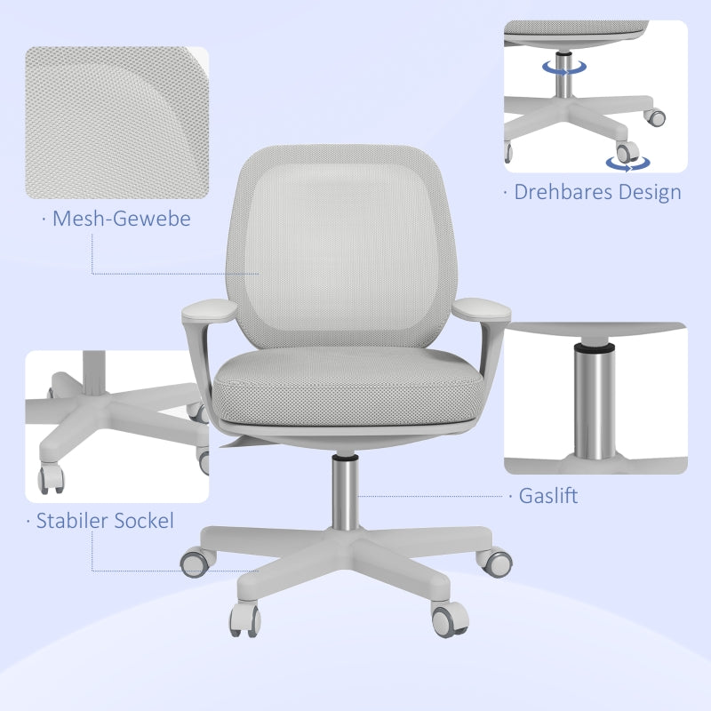 Vinsetto Office Chair, Ergonomic Desk Chair, Swivel, Height Adjustable, Grey