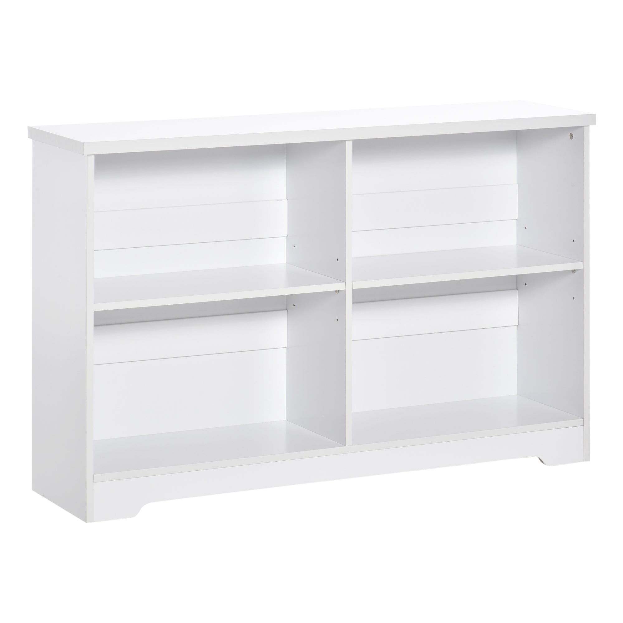 Wooden Cube Bookcase, 2 Tier 4 Compartment Shelving Unit, White