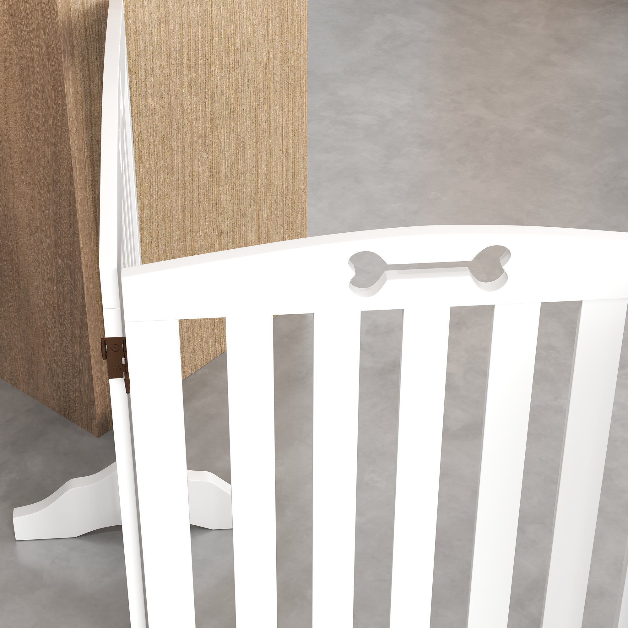 Dog Gate 4-Piece Set, Foldable Freestanding Stair Gate 207.5x61cm, White