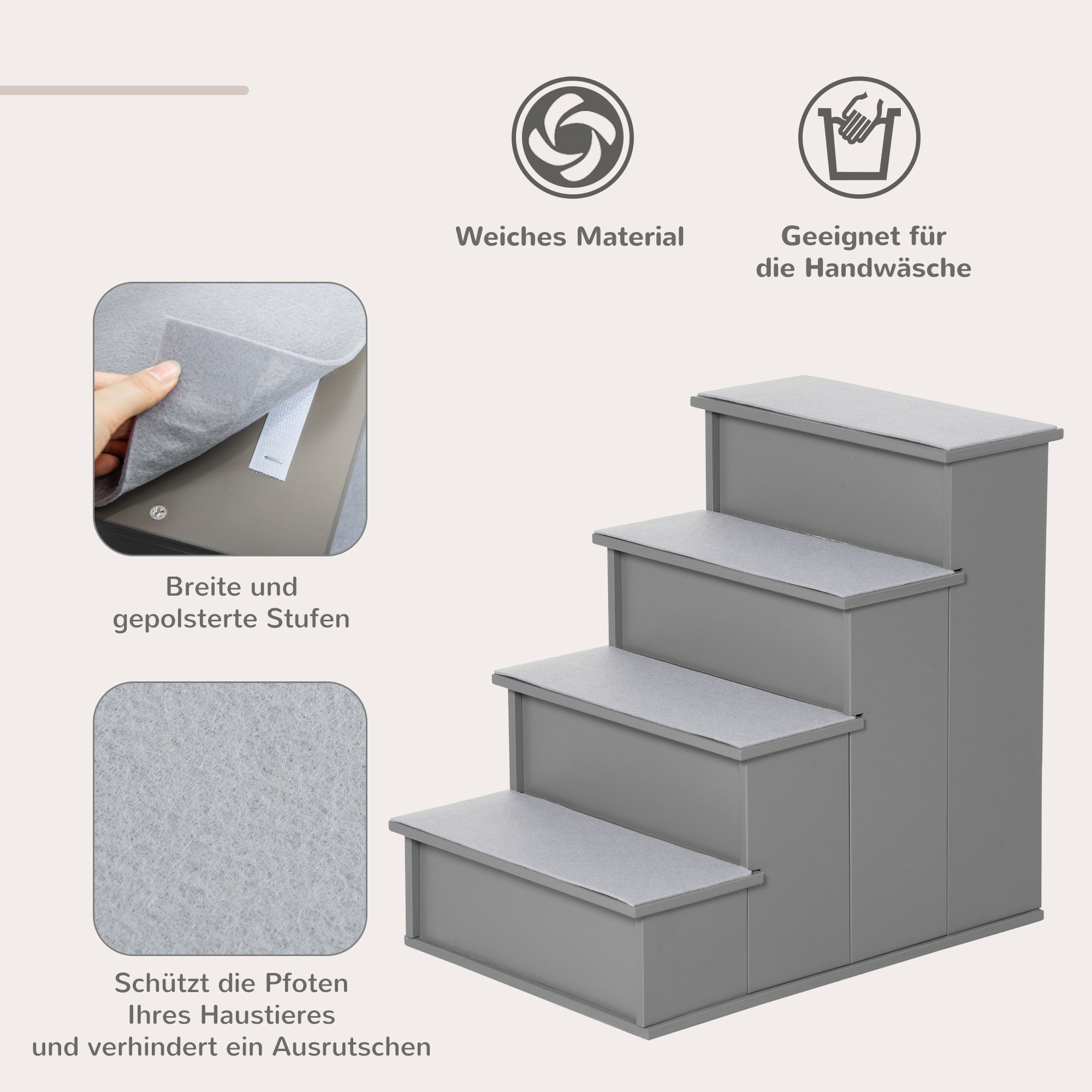 Pet Stairs 4-Step Entry Aid Non-Slip Gray