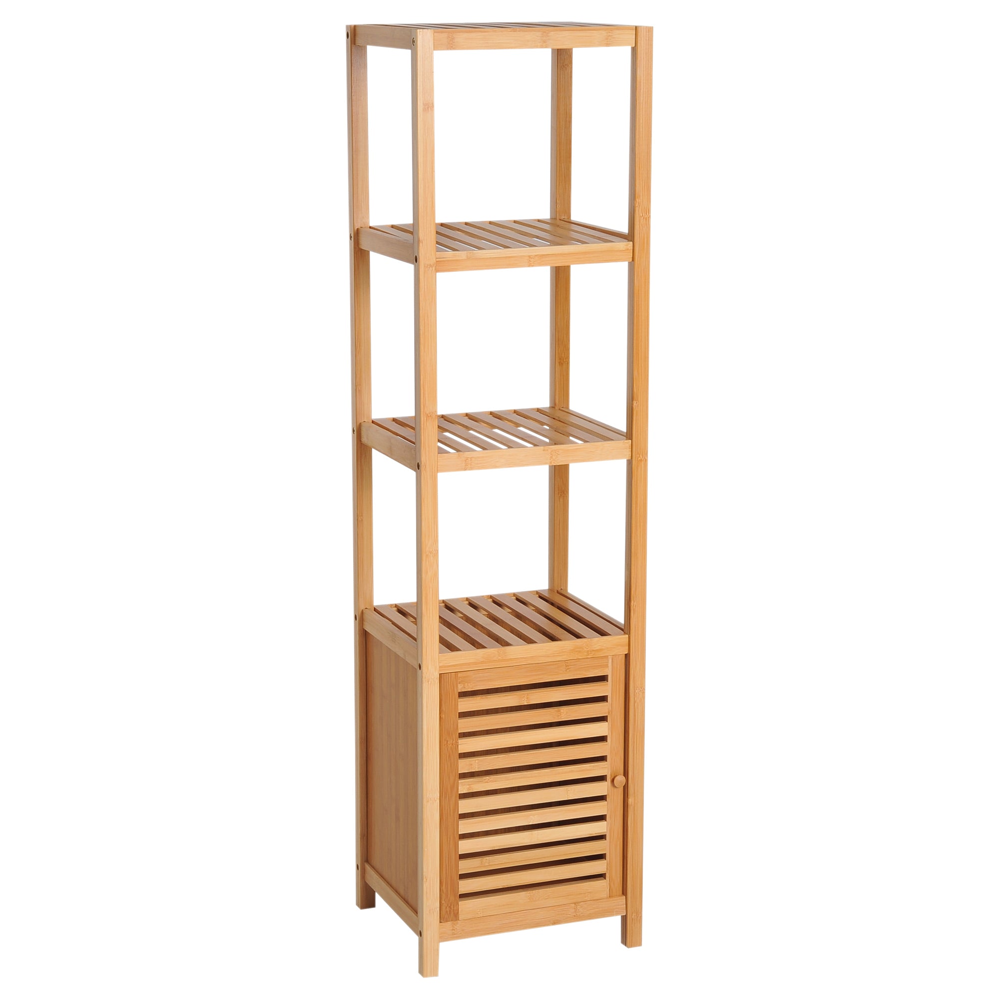 Bathroom Cabinet, 3 Open Compartments, Toilet Storage, Bamboo