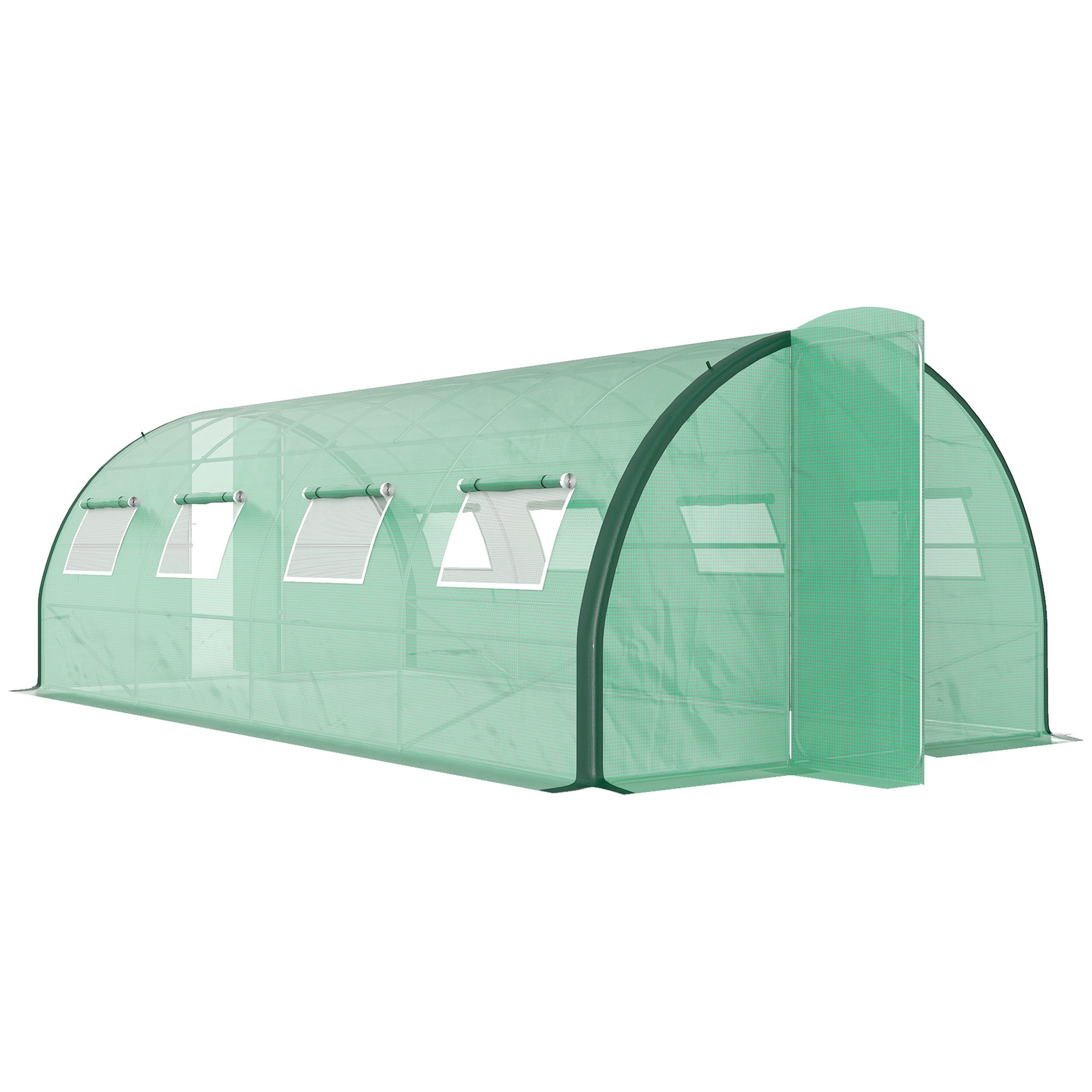 Polyethylene Walk-in Polytunnel Greenhouse, Upgraded Structure, 6 x 3(m), Green