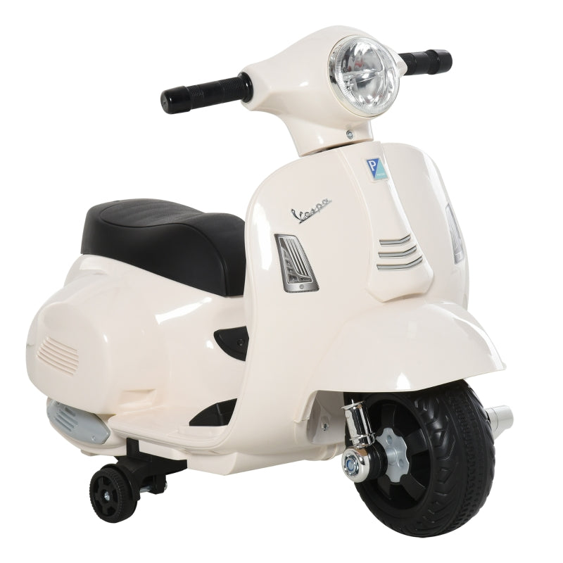 VESPA Electric Motorcycle for Kids, LED Light & Sound, PP Plastic & Metal, White