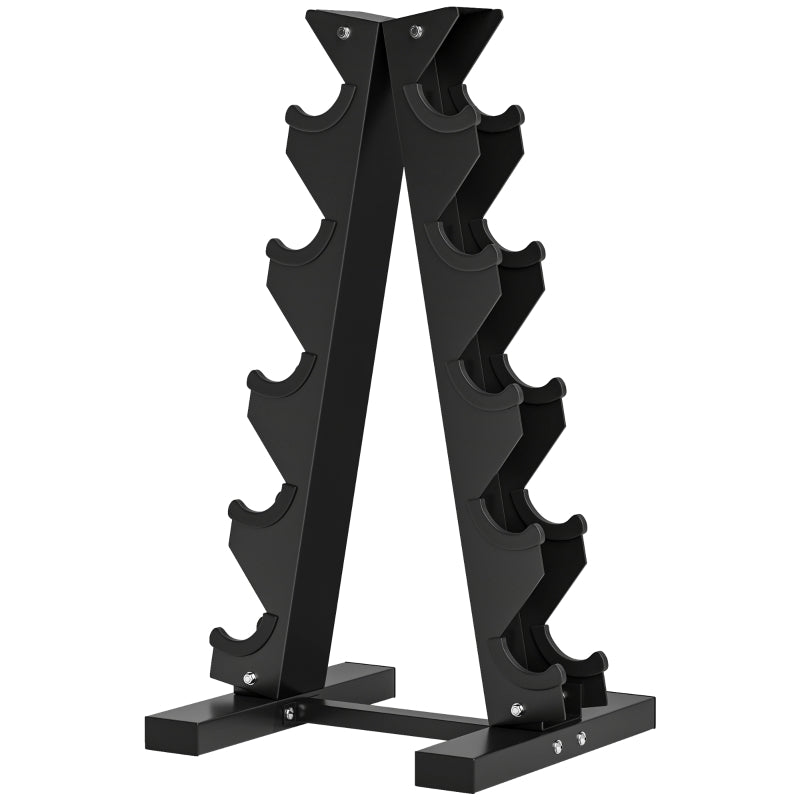 Dumbbell Rack, 10 Dumbbells, 5 Levels, Sturdy Steel, Black