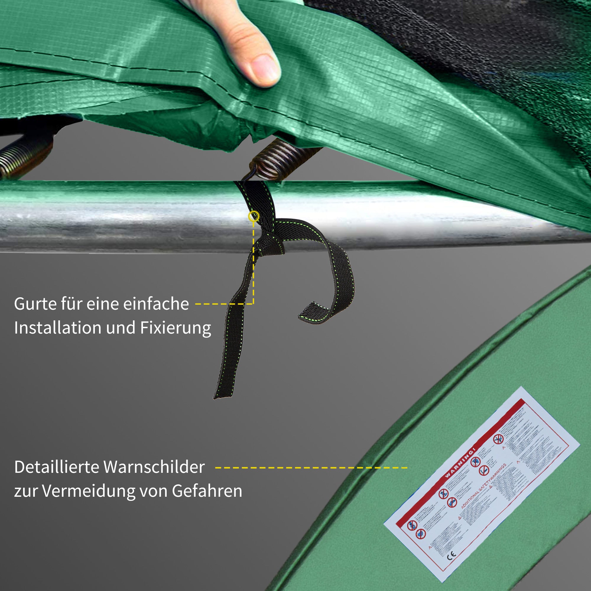 Edge Cover Trampoline Ø 244 cm Weather-Resistant, Green PVC PE
