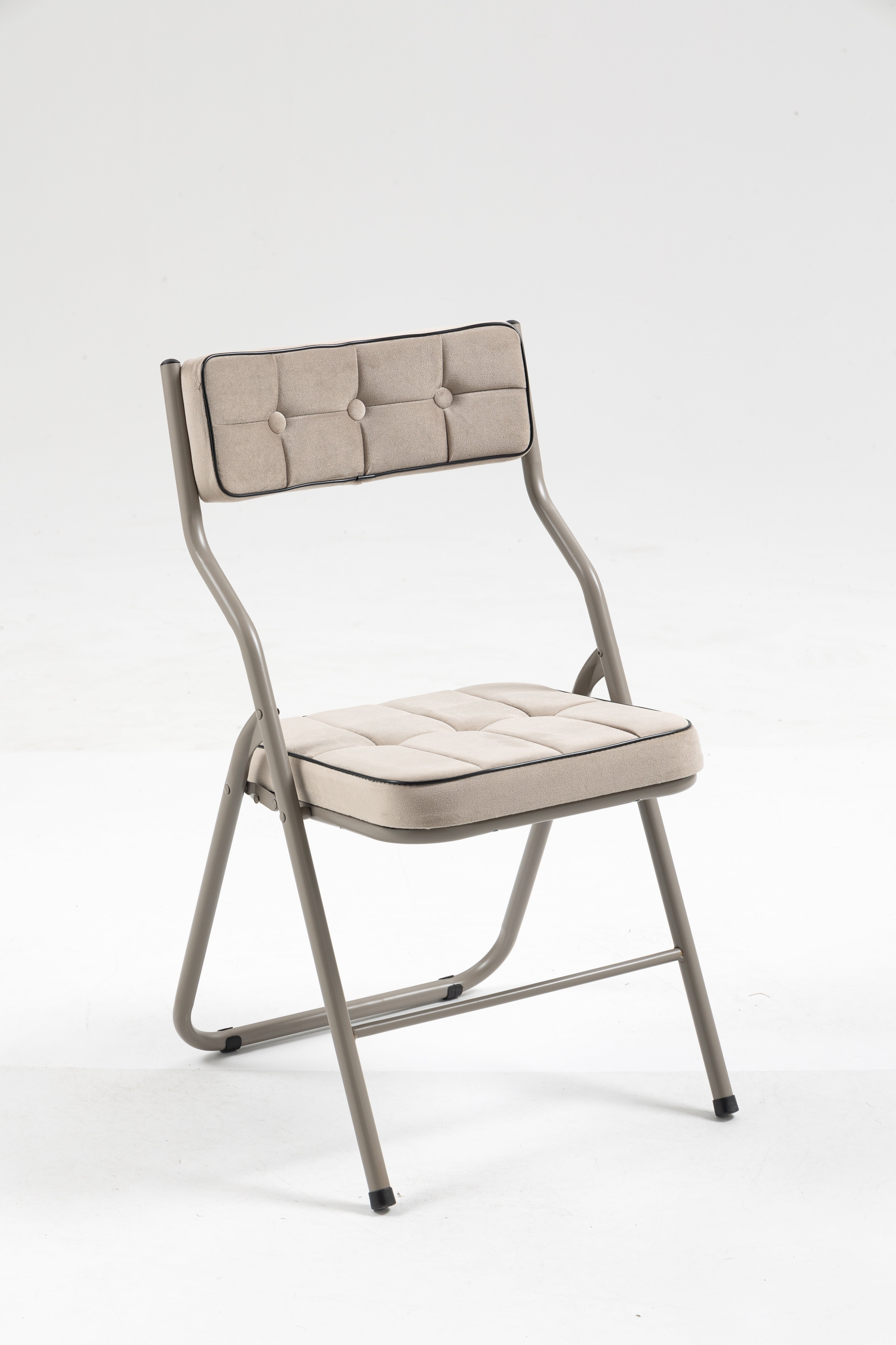 Padded Folding Chairs 2 Pack, Portable and Assembled with Cushion, Khaki