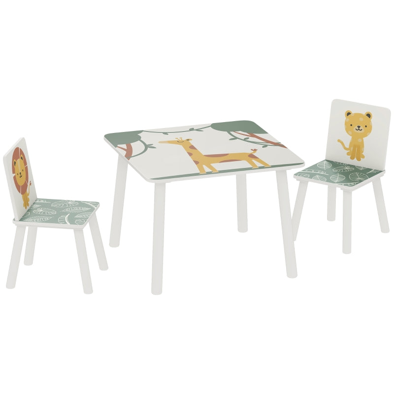 3-Piece Toddler Table and Chair Set, Kids Table with 2 Chairs, Green