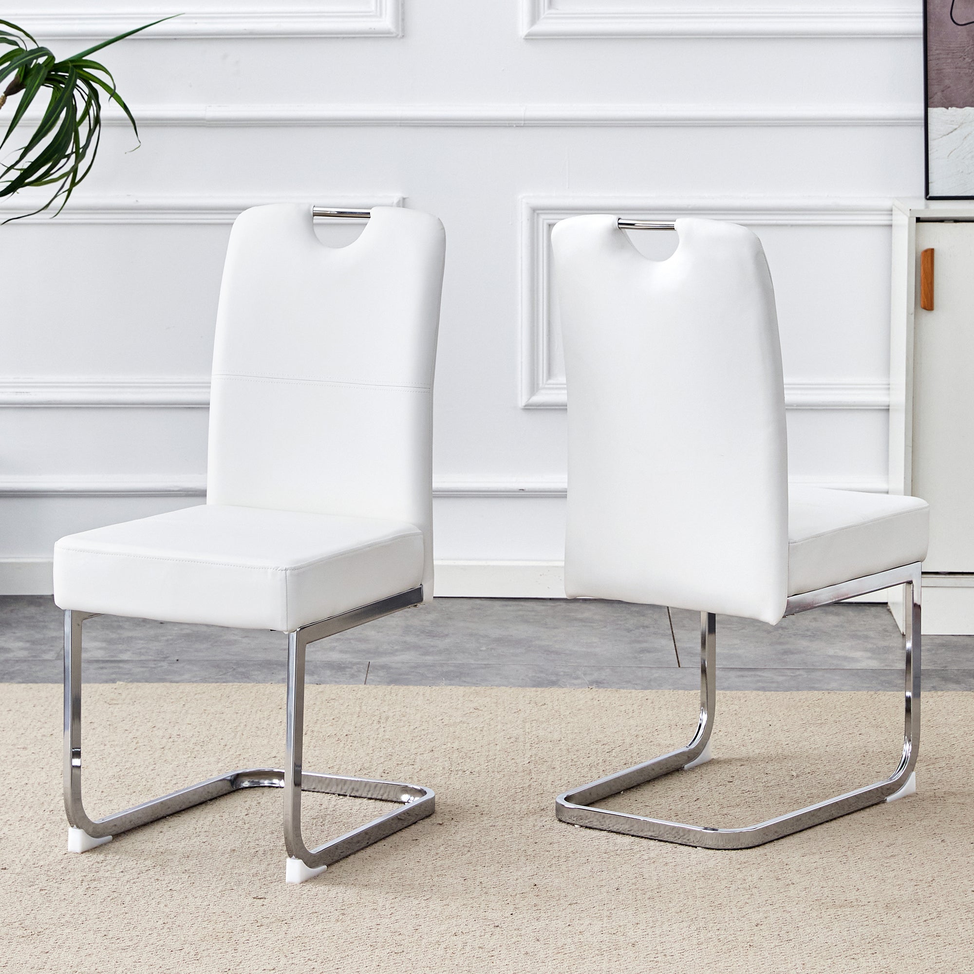 Dining Chairs, Thickened Integrated Spring Ergonomic Design, White