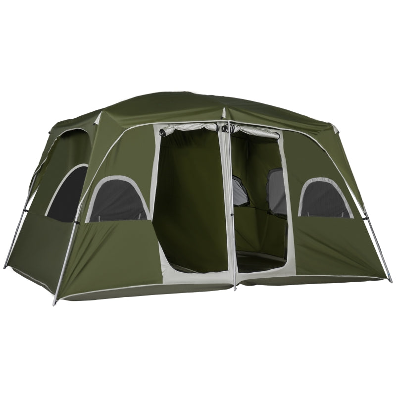 Camping Tent 4-8 Person 2 Room Large Mesh Windows Easy Set Up, Green