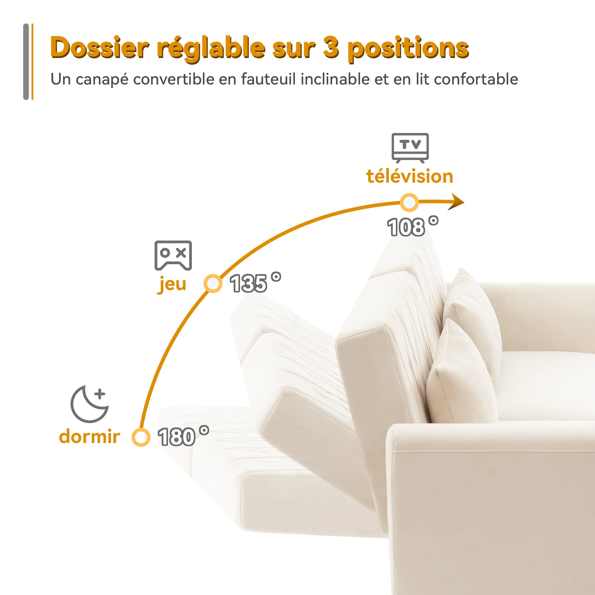 Sofa Bed, Two-Seater, Sleep Function, Velvet Fabric