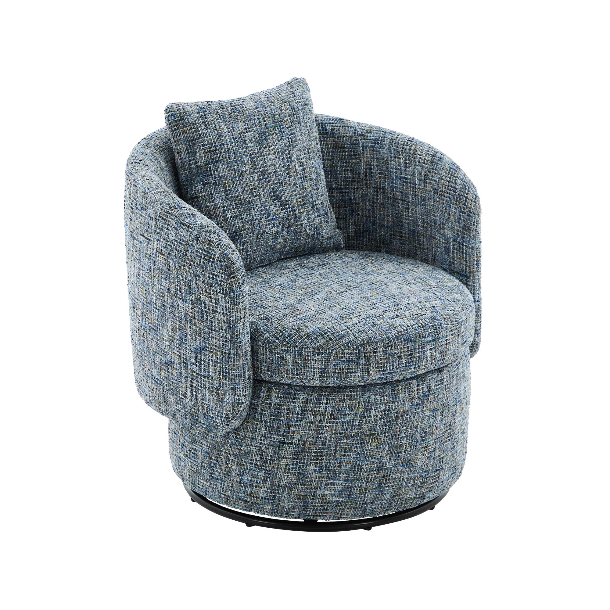 028 Swivel Armchair, 360° Rotating Accent Chair with Hidden Storage, Blue