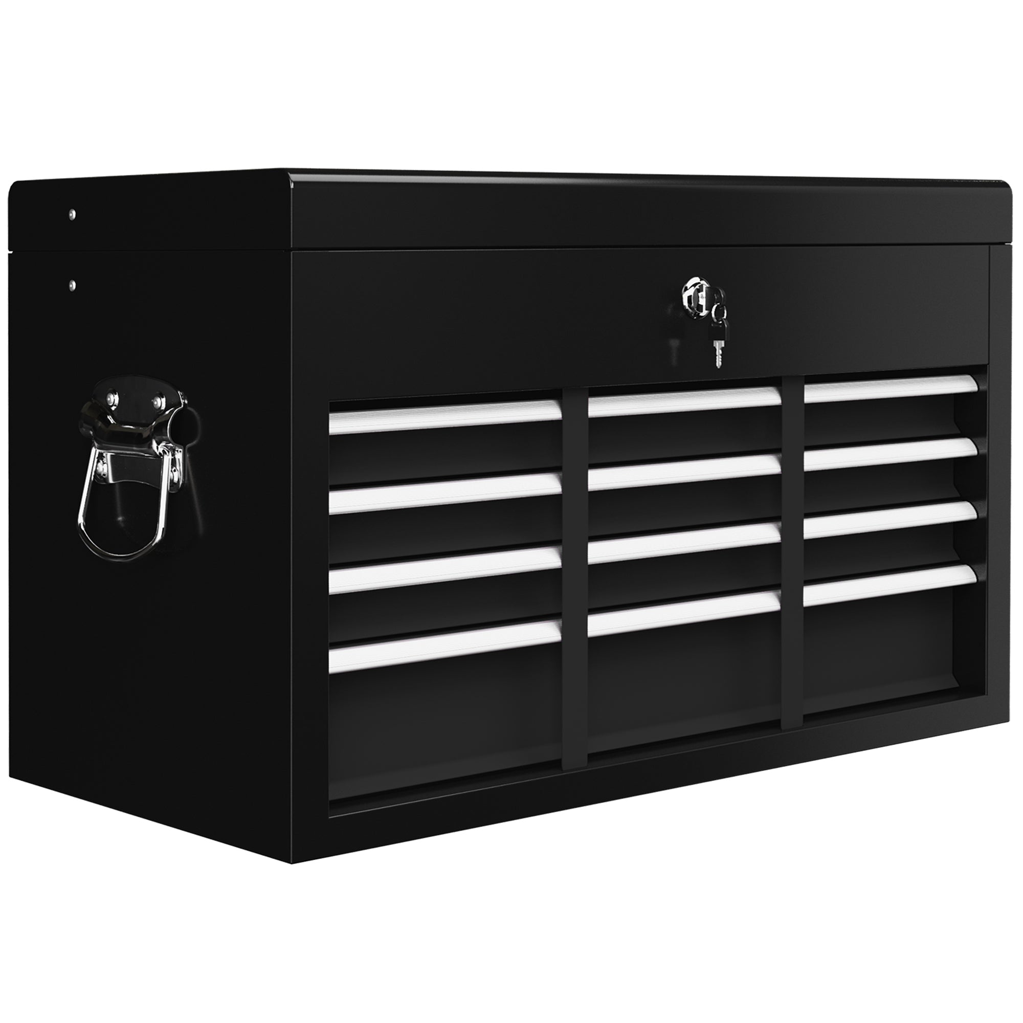 Tool box with 6 drawers, lock and handle, steel black