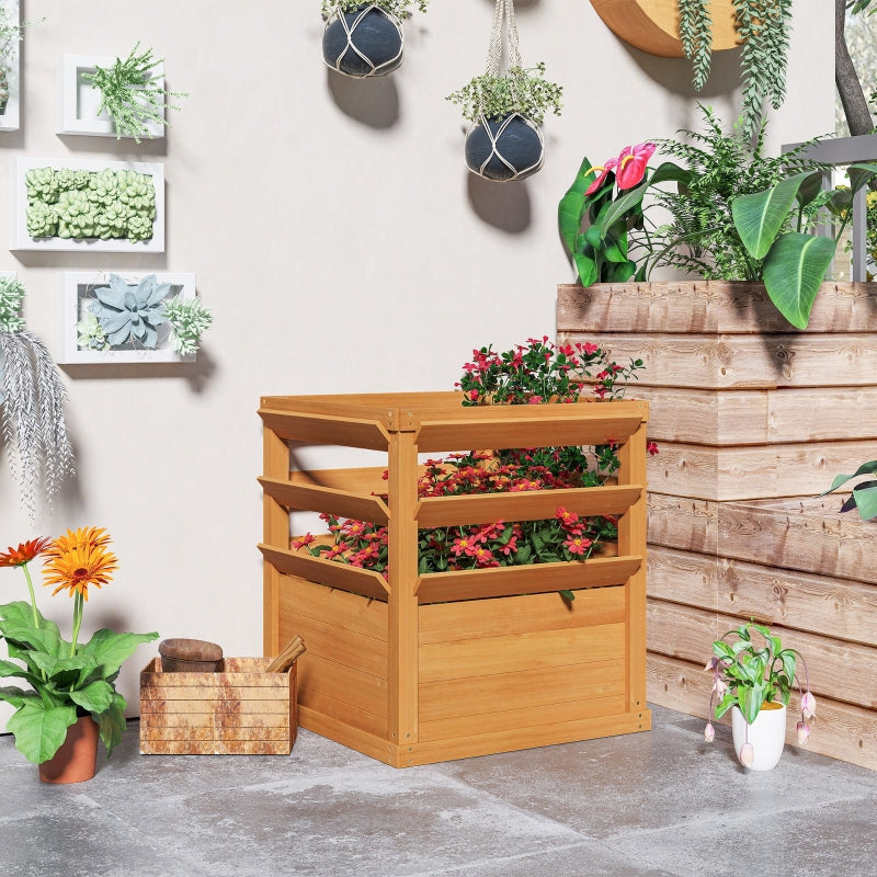 Raised Bed Planter with Trellis, Open Floor, Wood