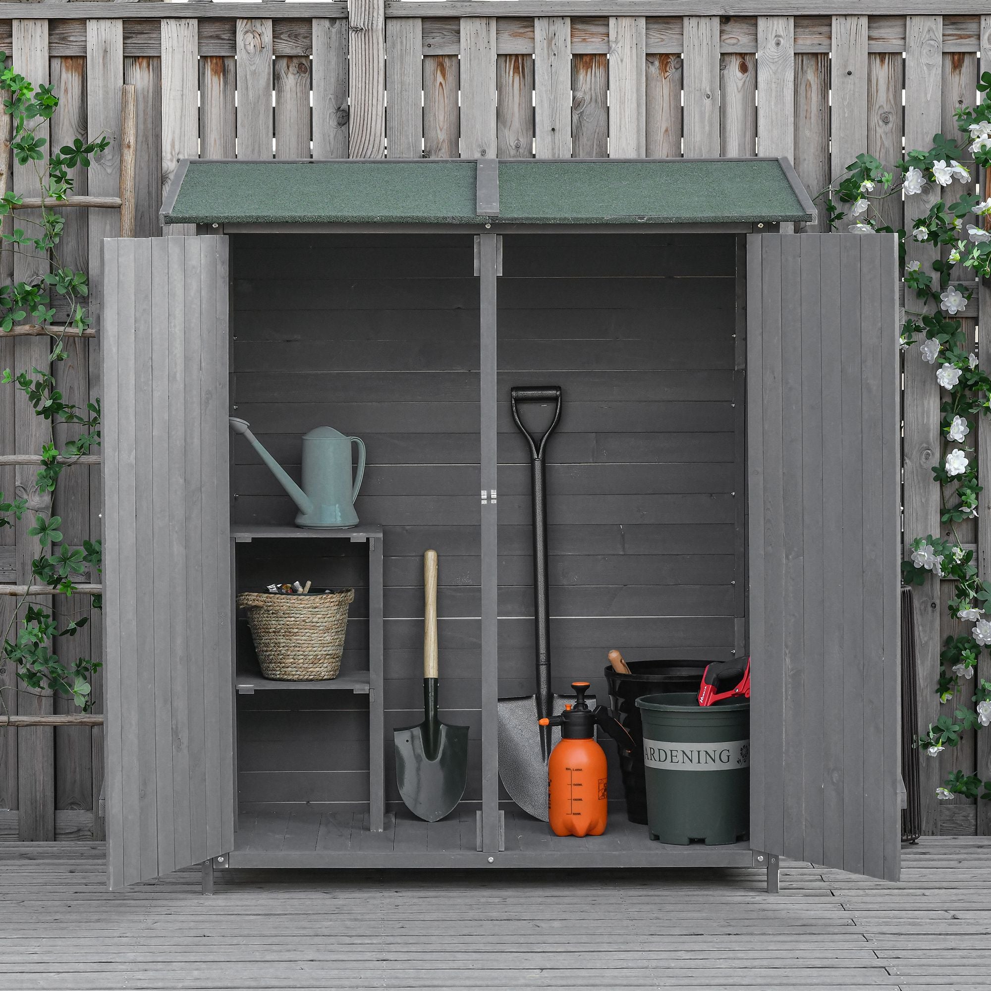 Fir Wood Garden Shed 139 x 75 with Asphalt Roof - Grey