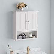 Bathroom Cabinet, Wall Mounted with Double Doors & Adjustable Shelves, White