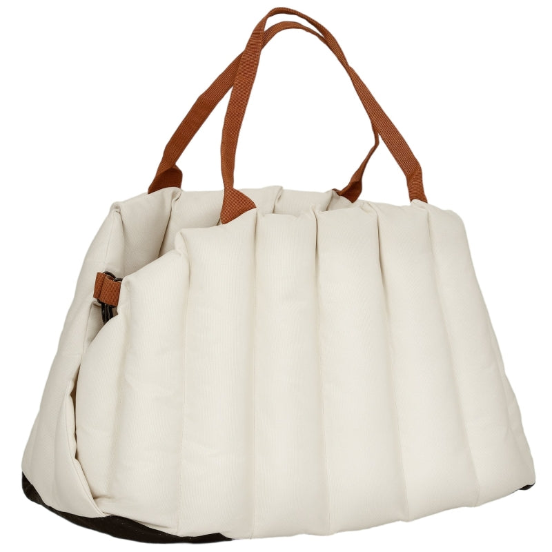 Dog Carrier Bag for Dogs Under 5kg, 2 Straps, with Cushion & Leash, Cream White