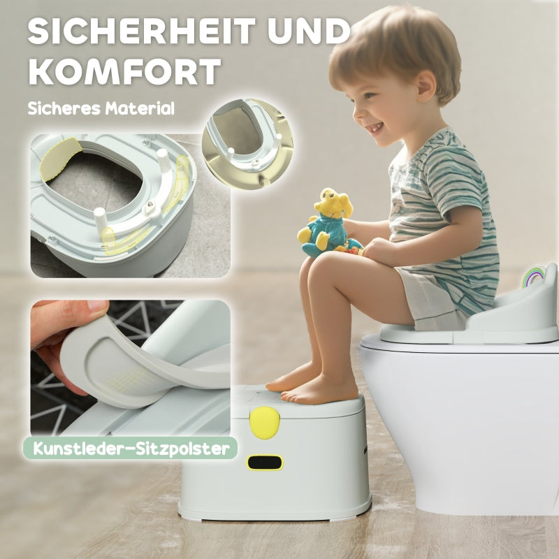 Children's Potty 3-in-1 Removable Top Max 50kg Faux Leather Grey