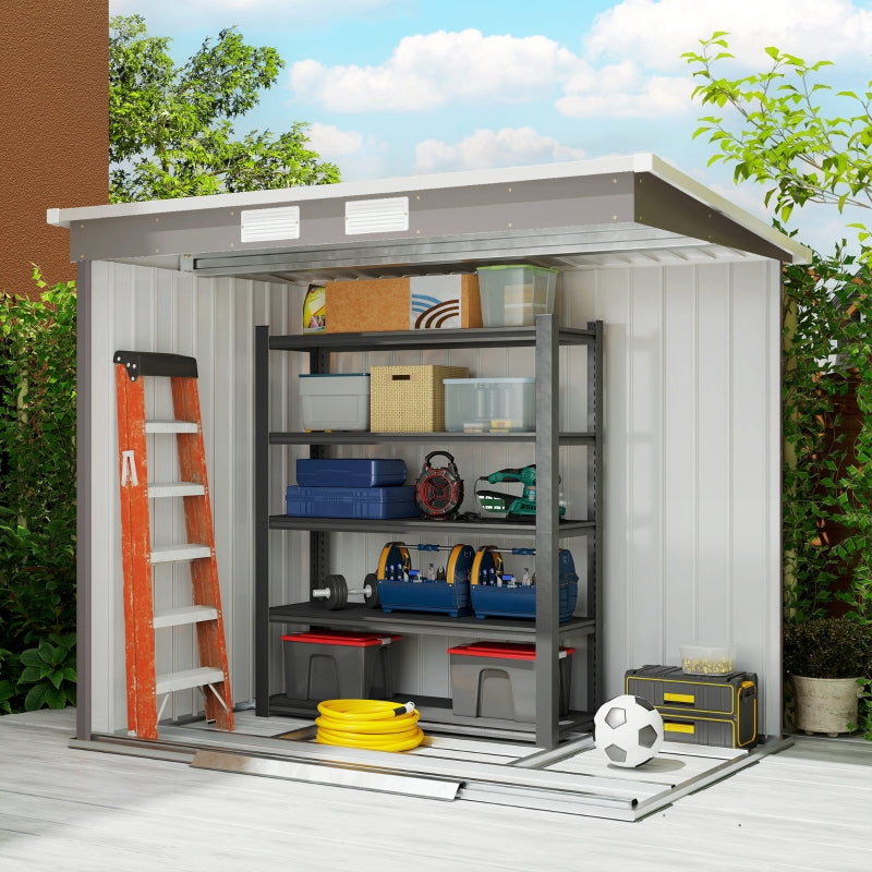 7 x 4ft Garden Shed with Foundation Kit, Galvanised Steel Grey