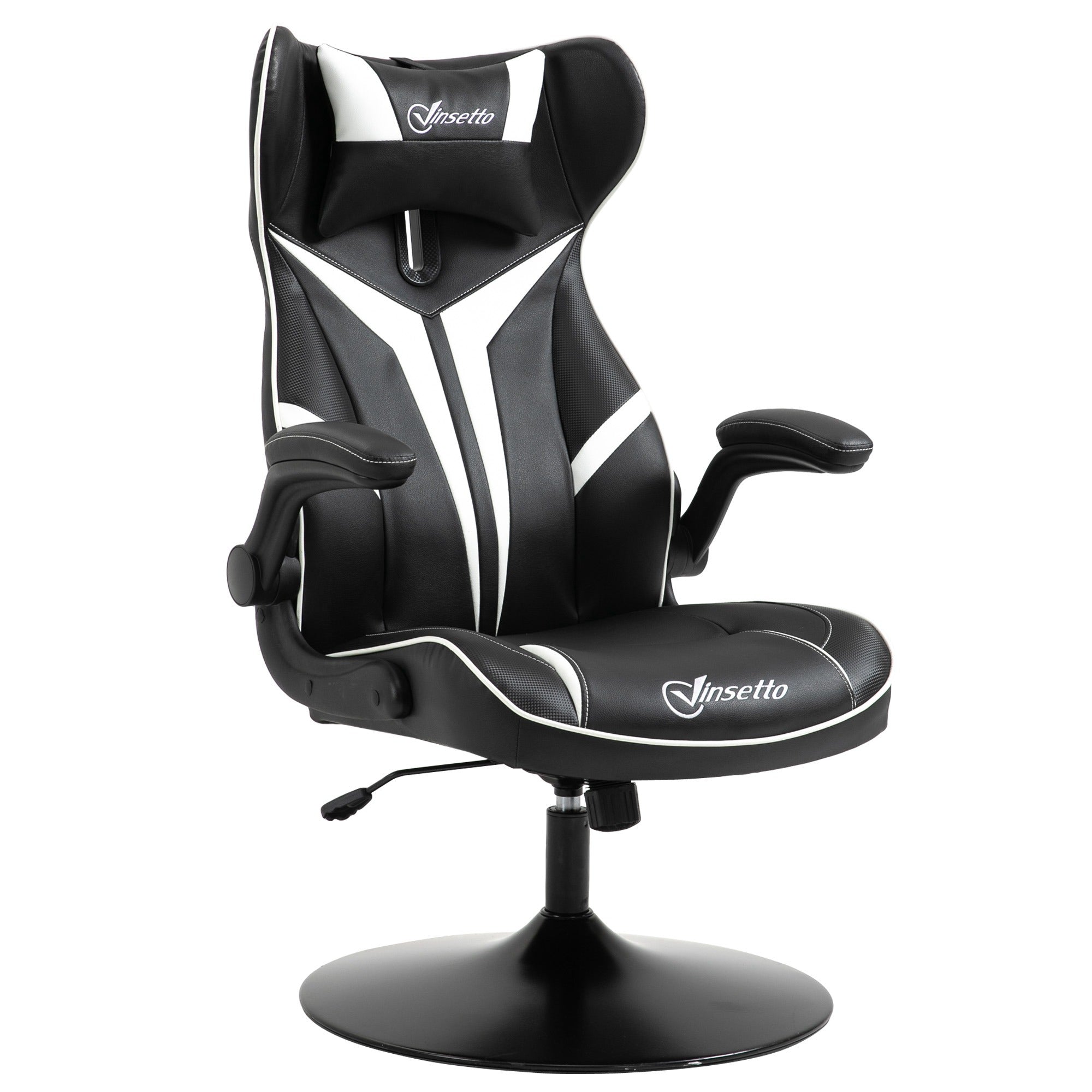 Vinsetto Gaming Chair ergonomic computer chair with rocking function, height adjustable steel black and white
