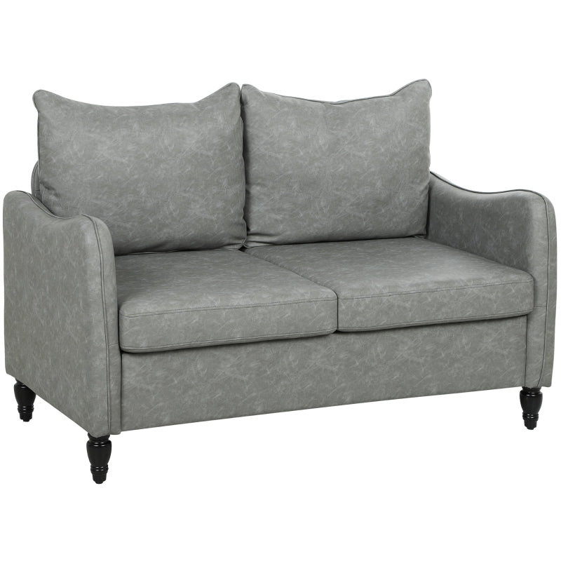 Two-Seater Sofa Marble-Effect Faux Leather, Grey