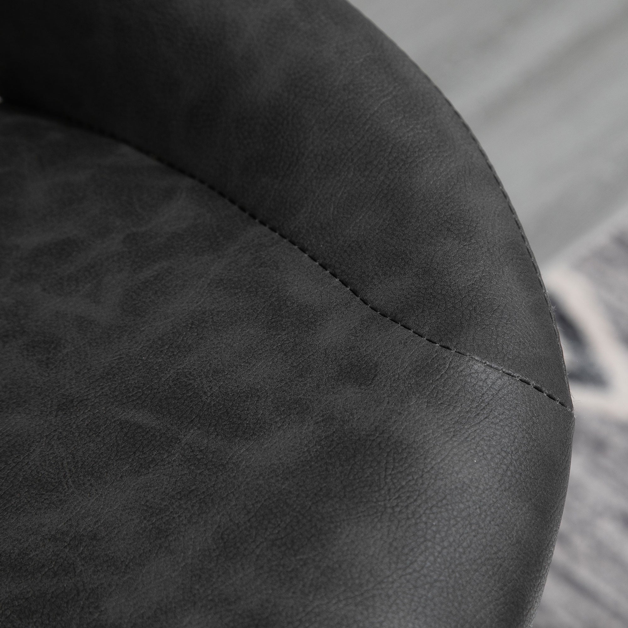 Bar Stools Set of 2, Swivel Adjustable Armless with Back, PU Leather Dark Grey