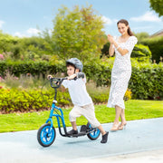 Children's Scooter with Adjustable Handlebars, Large Wheels and Handbrake, Blue