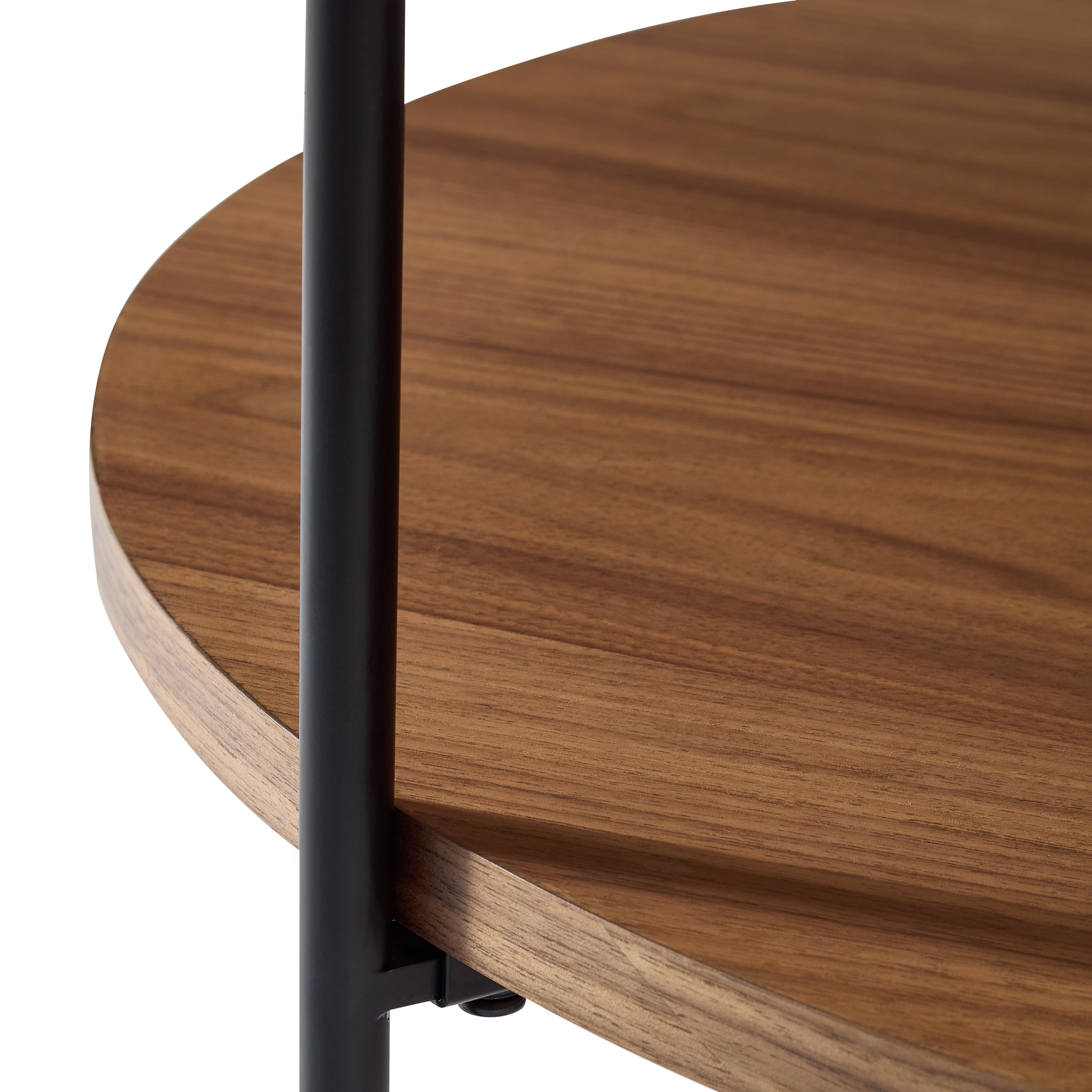 Coffee Table Scandinavian Metal Cross Frame 69x69x38cm - Walnut Veneer