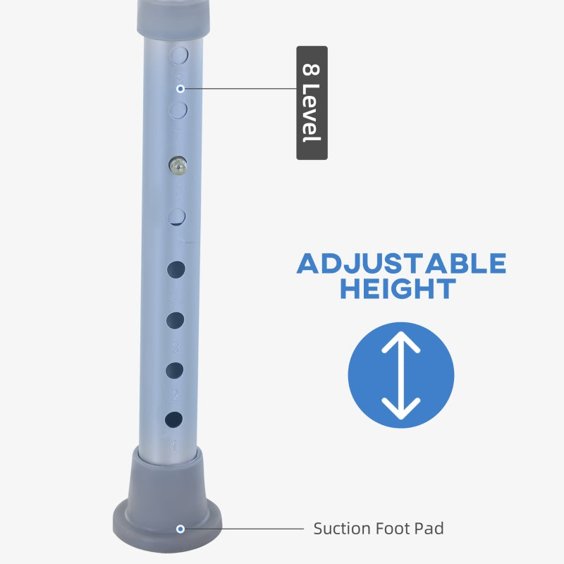 Bath Stool Spa Shower Chair, 8-Level Height Adjustable with Non-Slip Feet and Handle, Aluminum