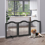Dog Barrier, 3-Piece Foldable Gate with Support Feet, Black
