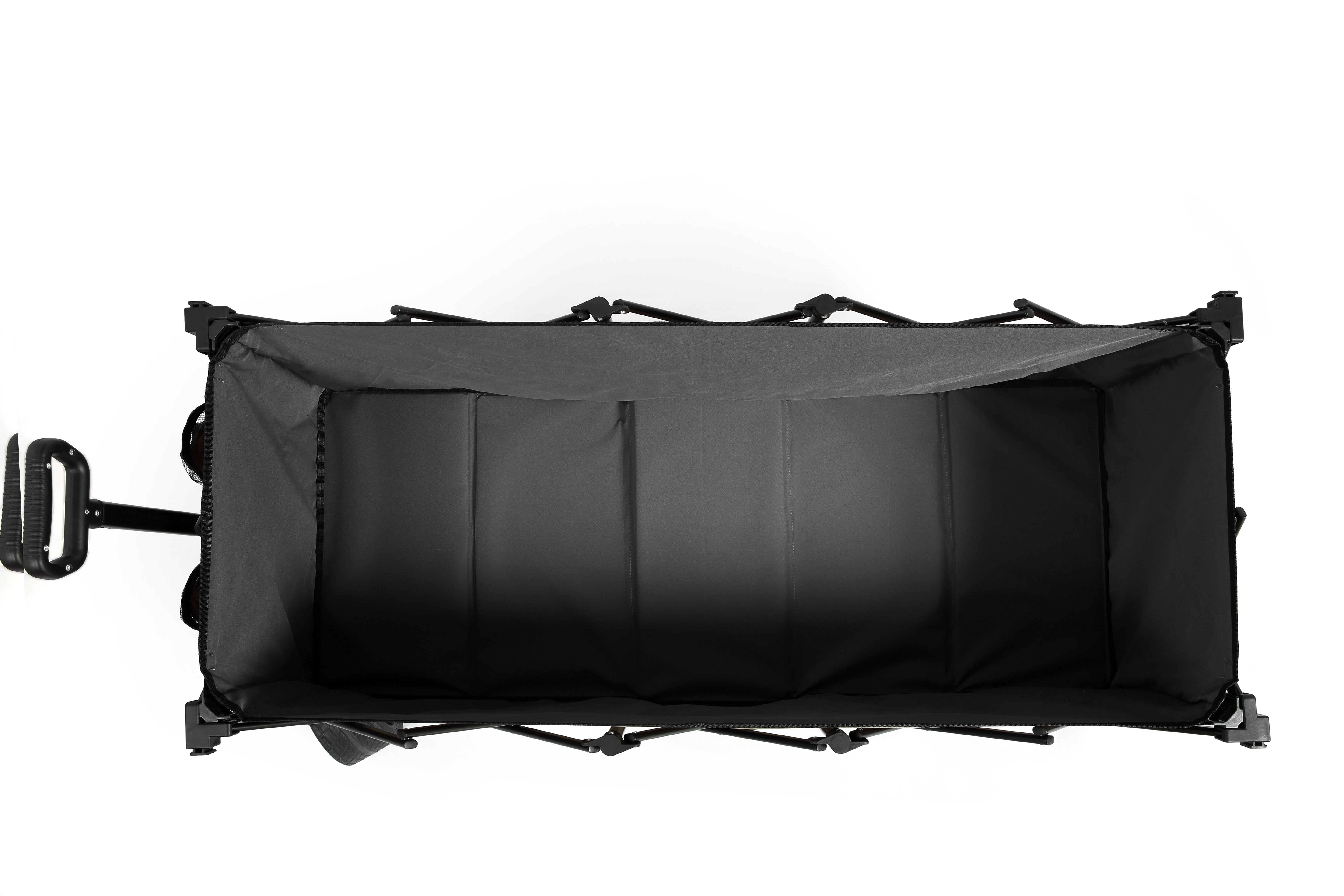 Foldable Extended Wagon, 220lbs Capacity 300L Garden Cart Beach Wheels Drink Holders, Army Green