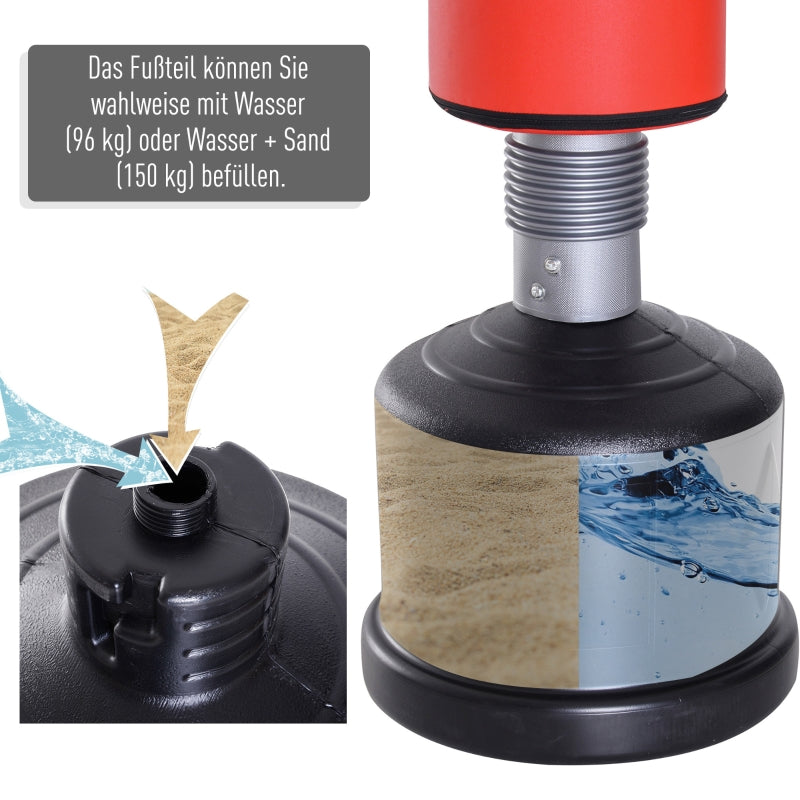 Freestanding Punching Bag, Height-Adjustable Spring Mechanism, Red