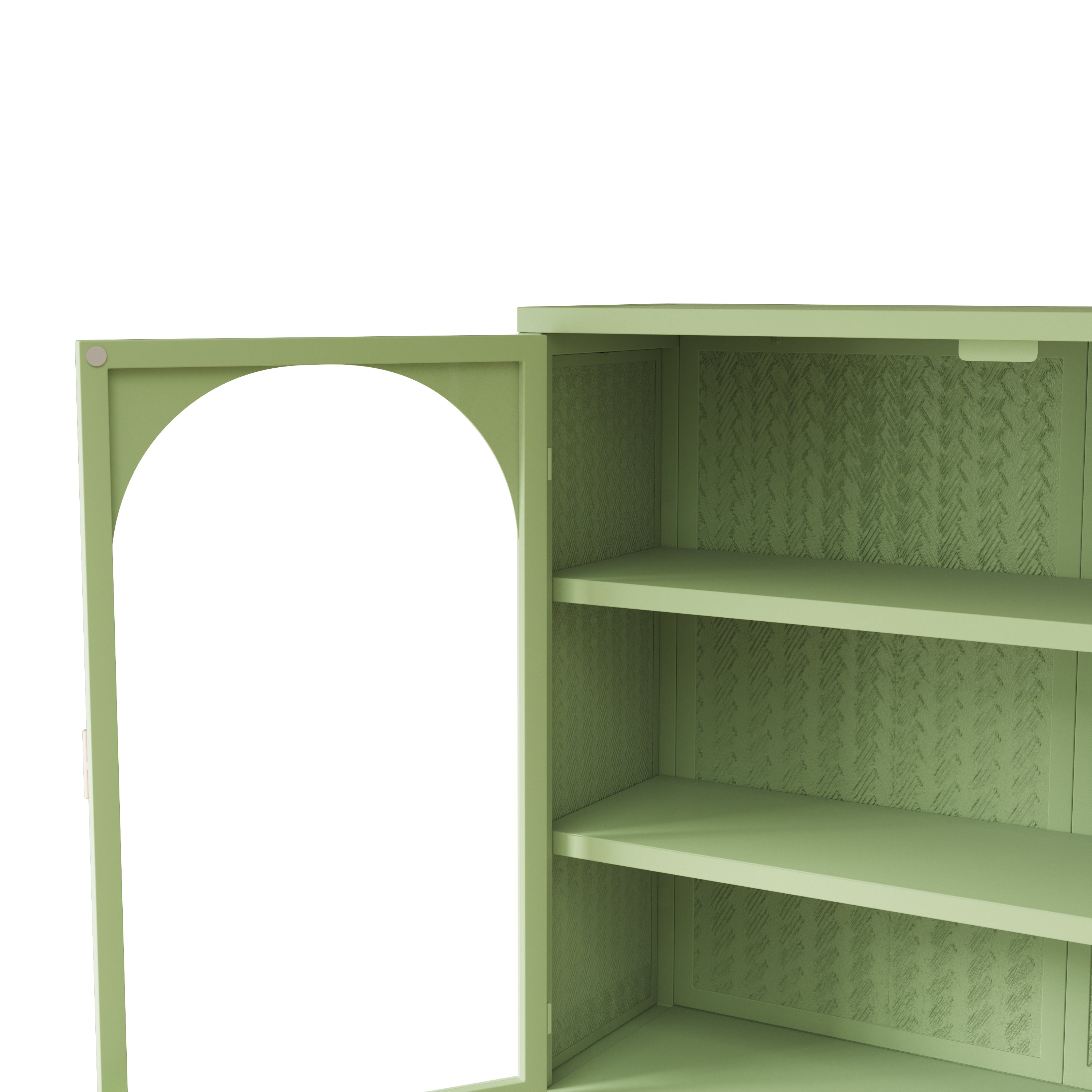 Wall Cabinet 70cm Two-door Three-tier Storage Woven Pattern, Green