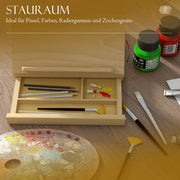 Vinsetto Easel, Foldable Adjustable with Drawer, Natural Beechwood